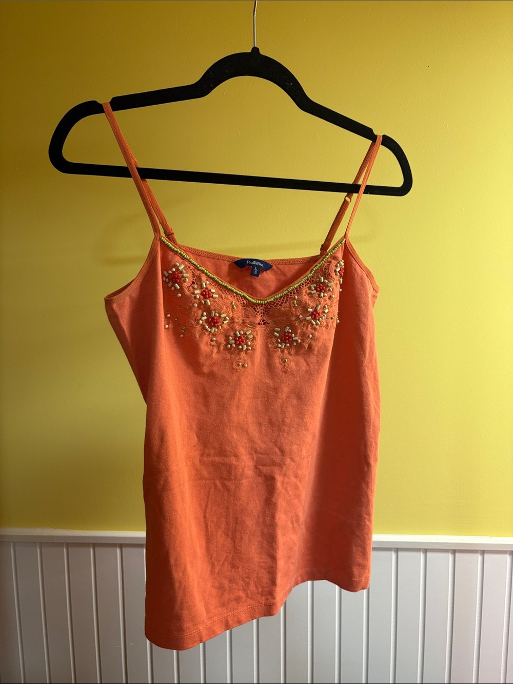 Vintage y2k 2000s Reitmans Large Women’s Orange Beaded Tank Top